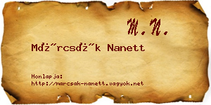 Márcsák Nanett névjegykártya